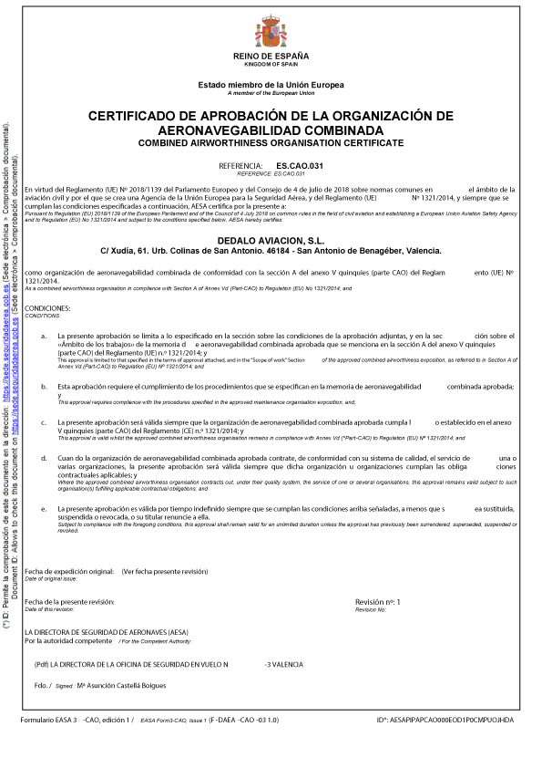 Spanish CAO Certification