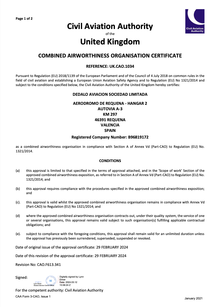 UK CAO Certification